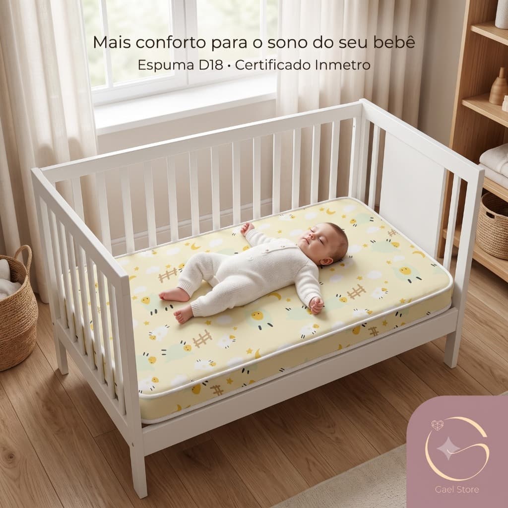Colchão para Berço Americano D18 130x70x7 Bebê Macio Antialérgico