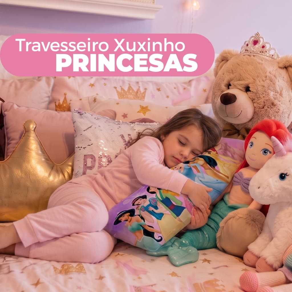 Capa De Travesseiro De Corpo Fronha Xuxão Com Ziper Personalizado Princesas Da Disney