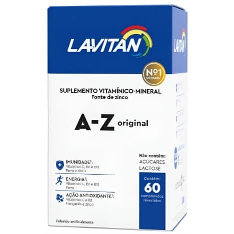 SUPLEMENTO ALIMENTAR LAVITAN A-Z ORIGINAL C/60 CP REVESTIDOS- CIMED