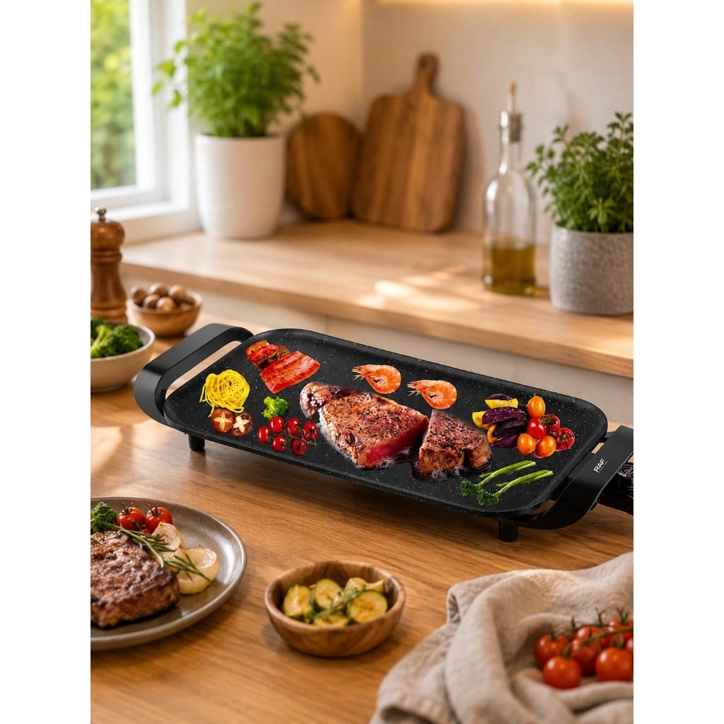 Grill Elétrico Churrasqueira RAF R5313 1800W Antiaderente 220V para Carnes, Legumes e Hambúrgueres