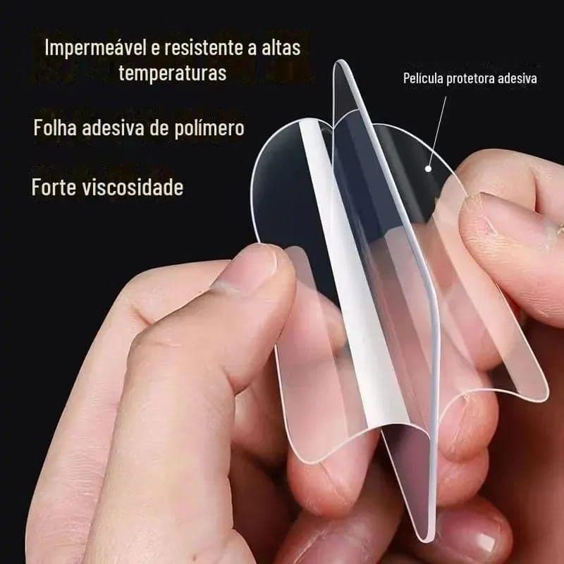 Adesivo Mágico Dupla Face Transparente 6x6cm Fixa Tudo Sem Furar Parede, Ultra Forte Lavável Removível