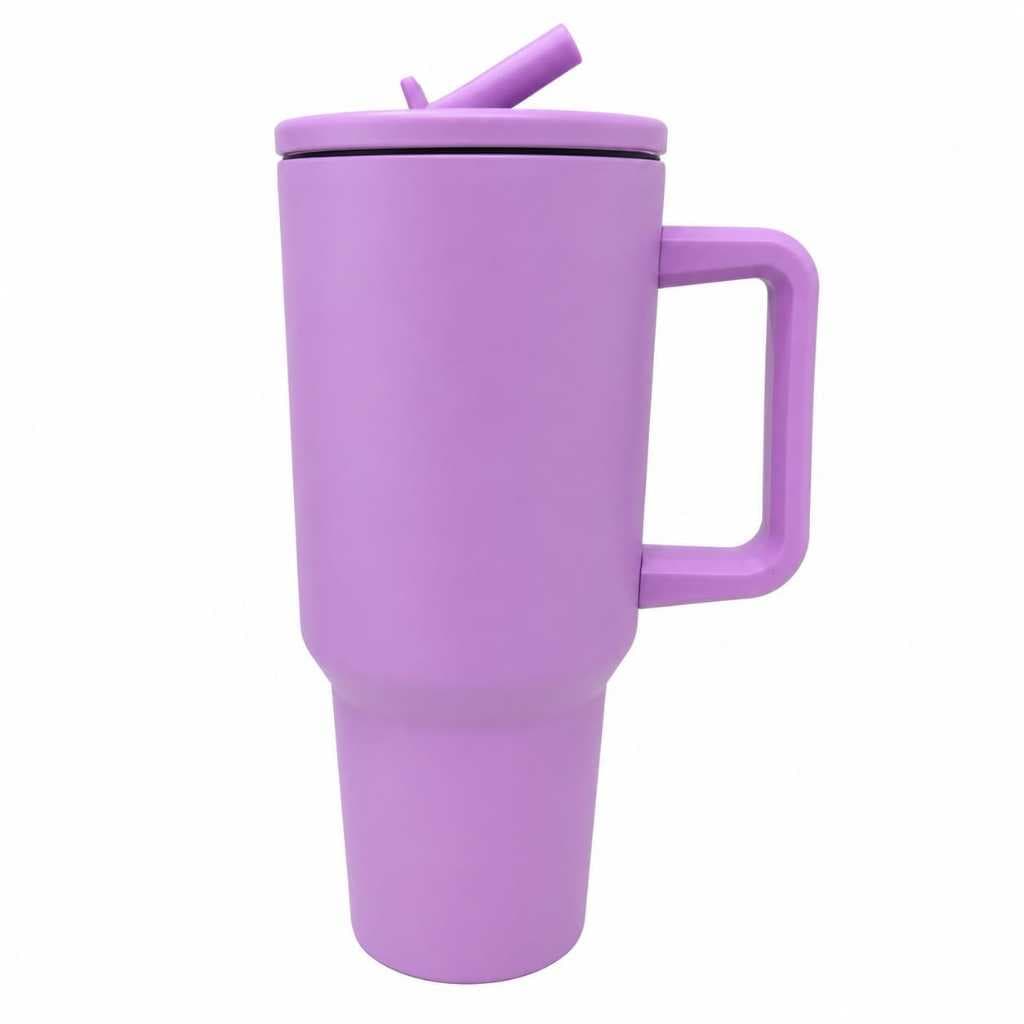 Térmico Copo Inox 1,2L com Canudo, Tampa Transparente e Alça Reforçada – 40oz Premium