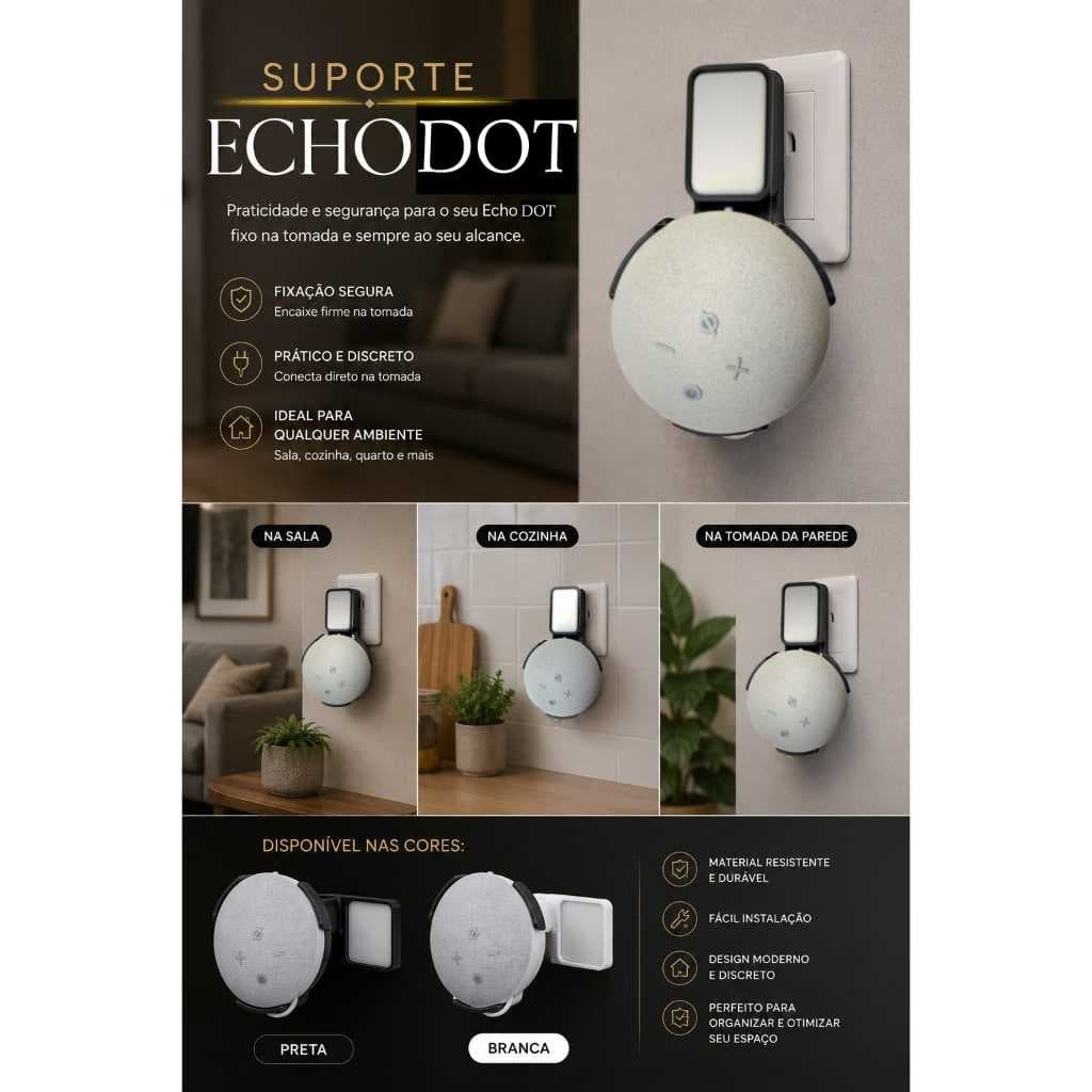 Suporte Echo Dot 4 Suporte de Tomada Em 3D
