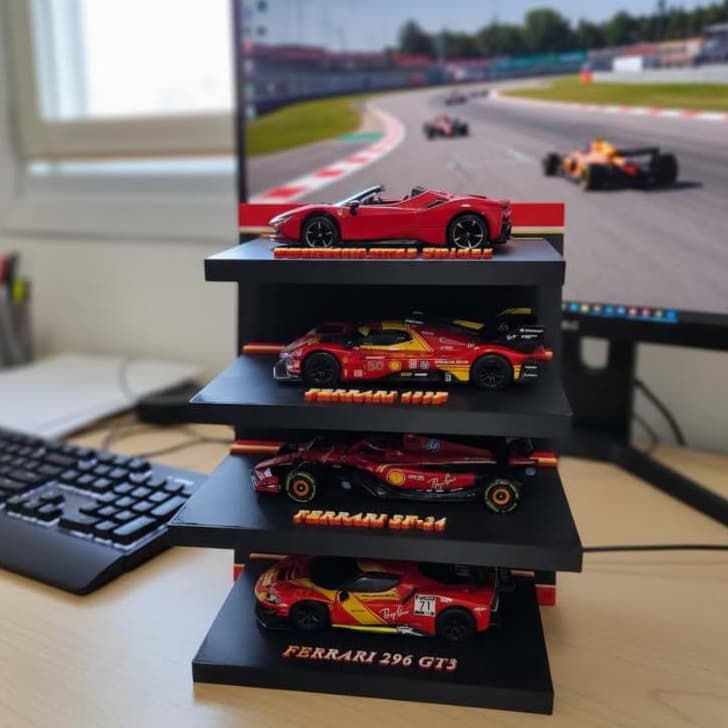 Expositor, Display para Ferrari Shell Lendas para Miniaturas Coleção para prender na Parede ou apoiar no móvel
