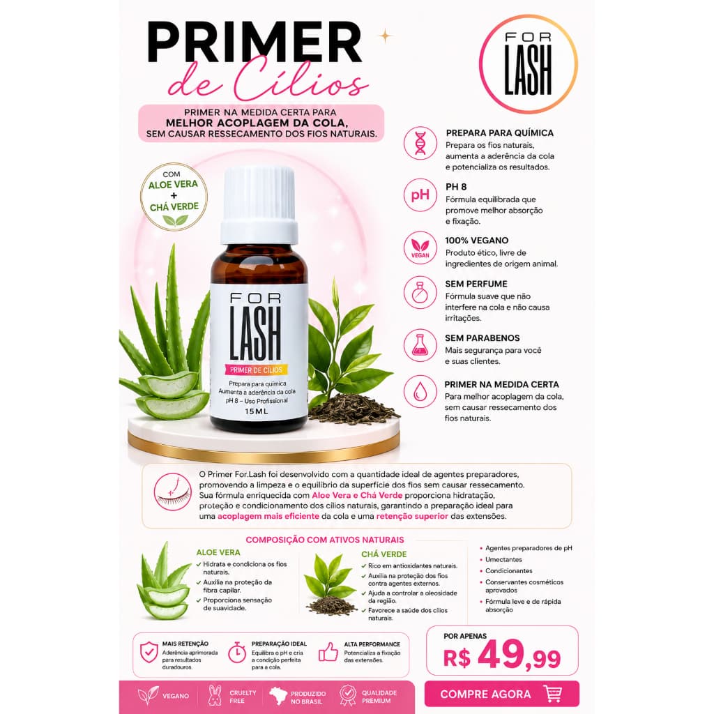 Primer para retenção de cílios ForLash com Aloe Vera