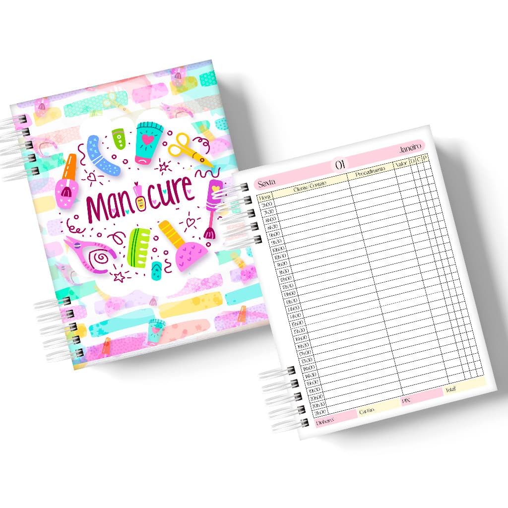 Agenda para Manicure Datada 2027 e Permanente (não datada) Agenda Manicure e Pedicure Agendamentos (C01)