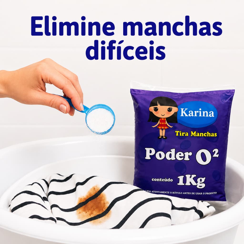 Tira Manchas em Pó Karina 1kg Remove Manchas Difíceis Roupas Brancas e Coloridas