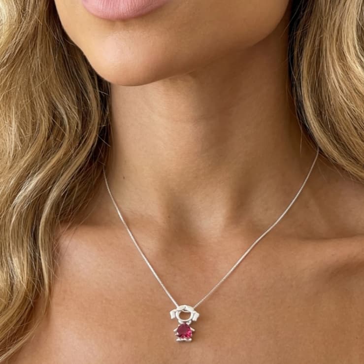 Colar Filha Menina com Coração Pink – Banhado a Prata 925