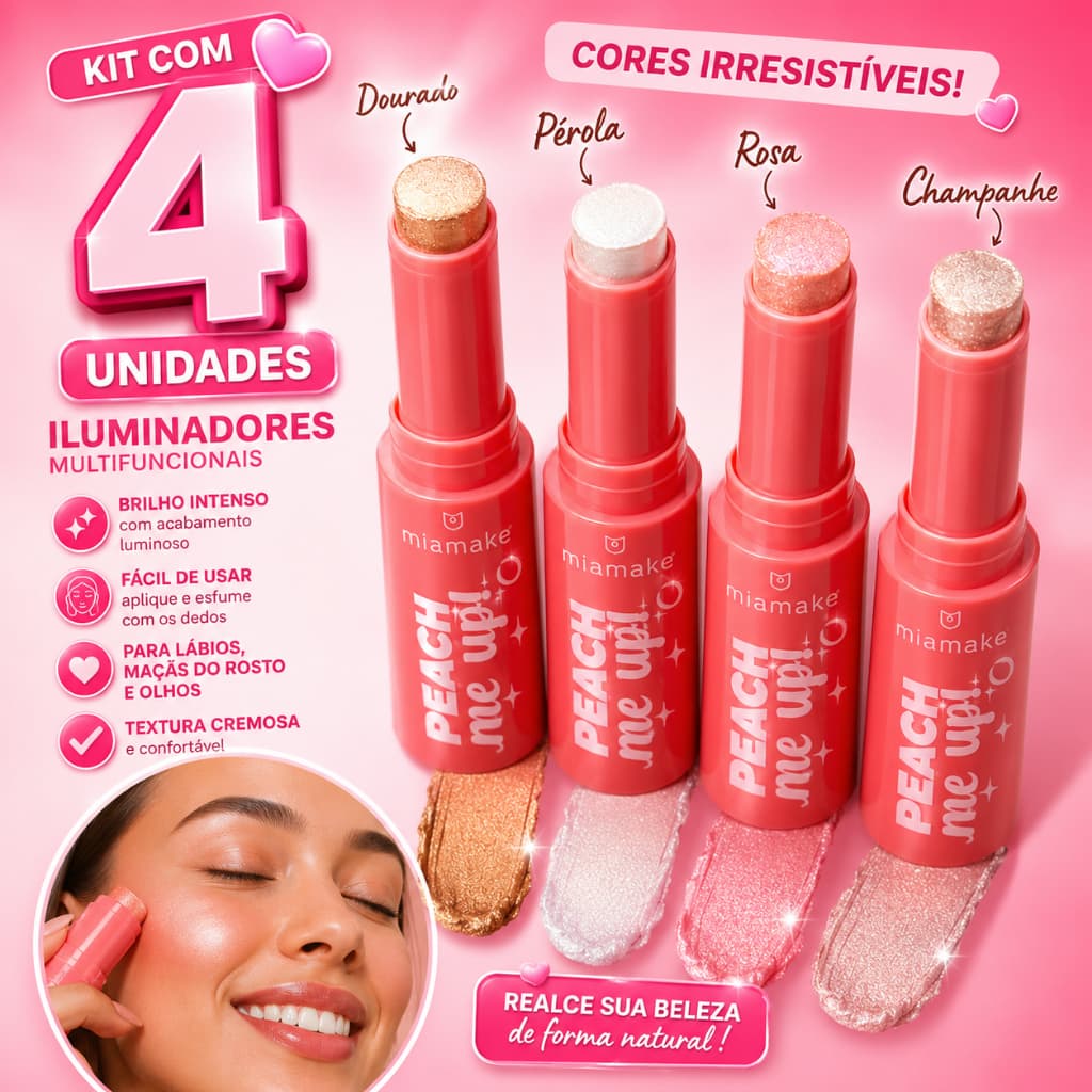 Kit 4 Unidades de Sombra Jelly Peach me Up Mia Make