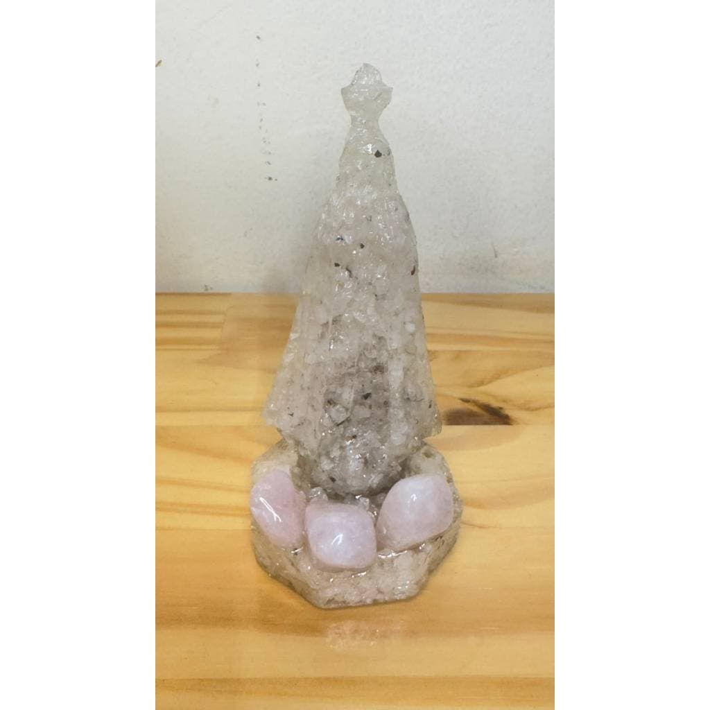 Nossa Senhora Aparecida em Resina com Cristais Naturais Imagem Religiosa Decorativa