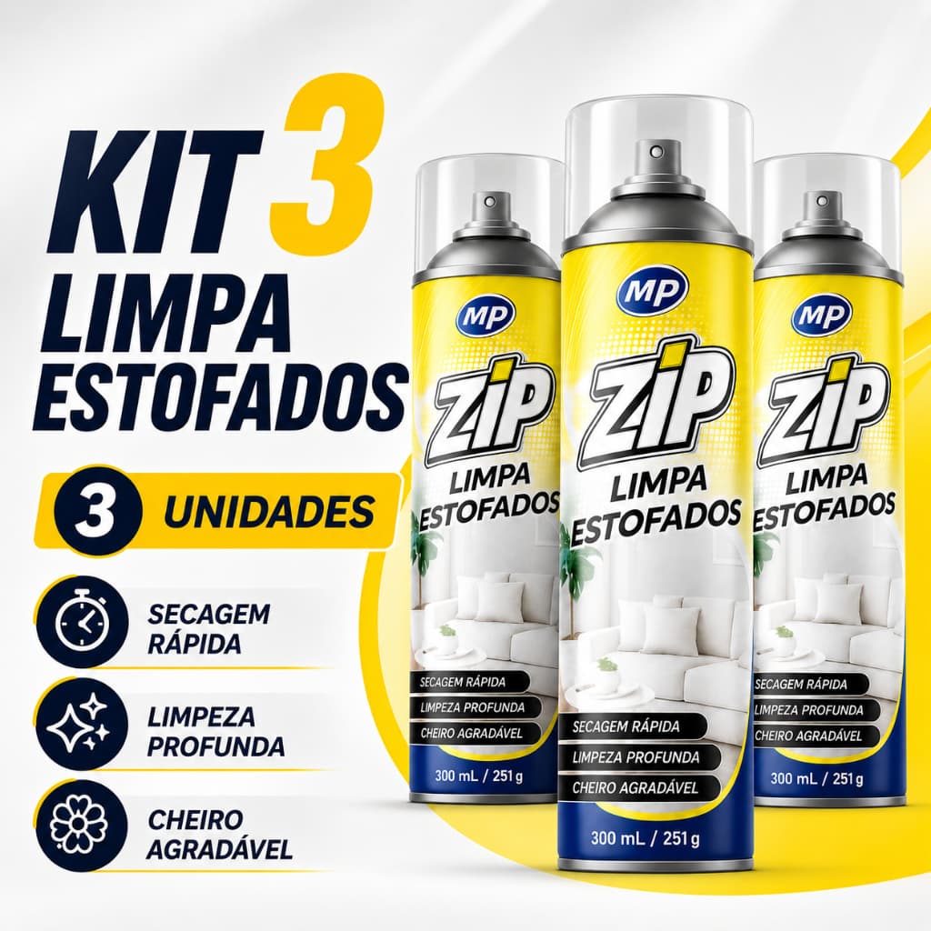 Kit 3 Limpa Estofados My Place Zip Spray 300ml Para Carro Sofá e Poltronas