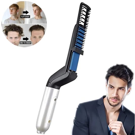 Escova Alisadora Elétrica Para Barba e Cabelo Masculino Bivolt