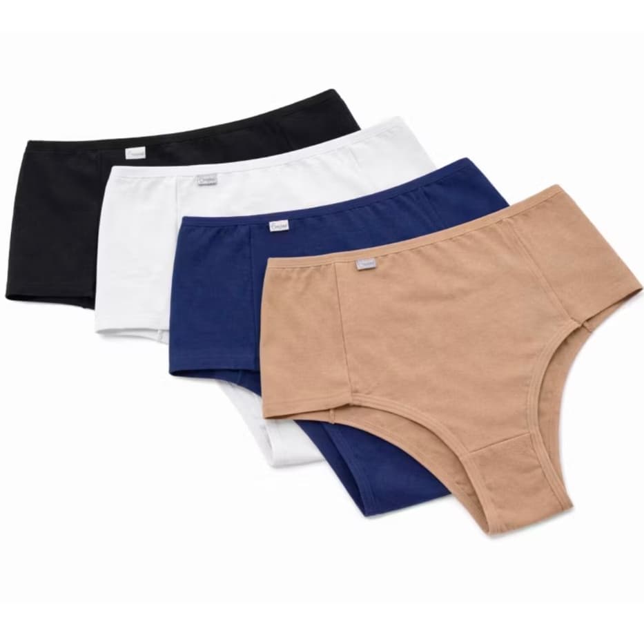 Kit Calcinha Pala Dupla em Algodão Segura Barriga Pós Parto Cós Alto Microfibra Conforto Modeladora
