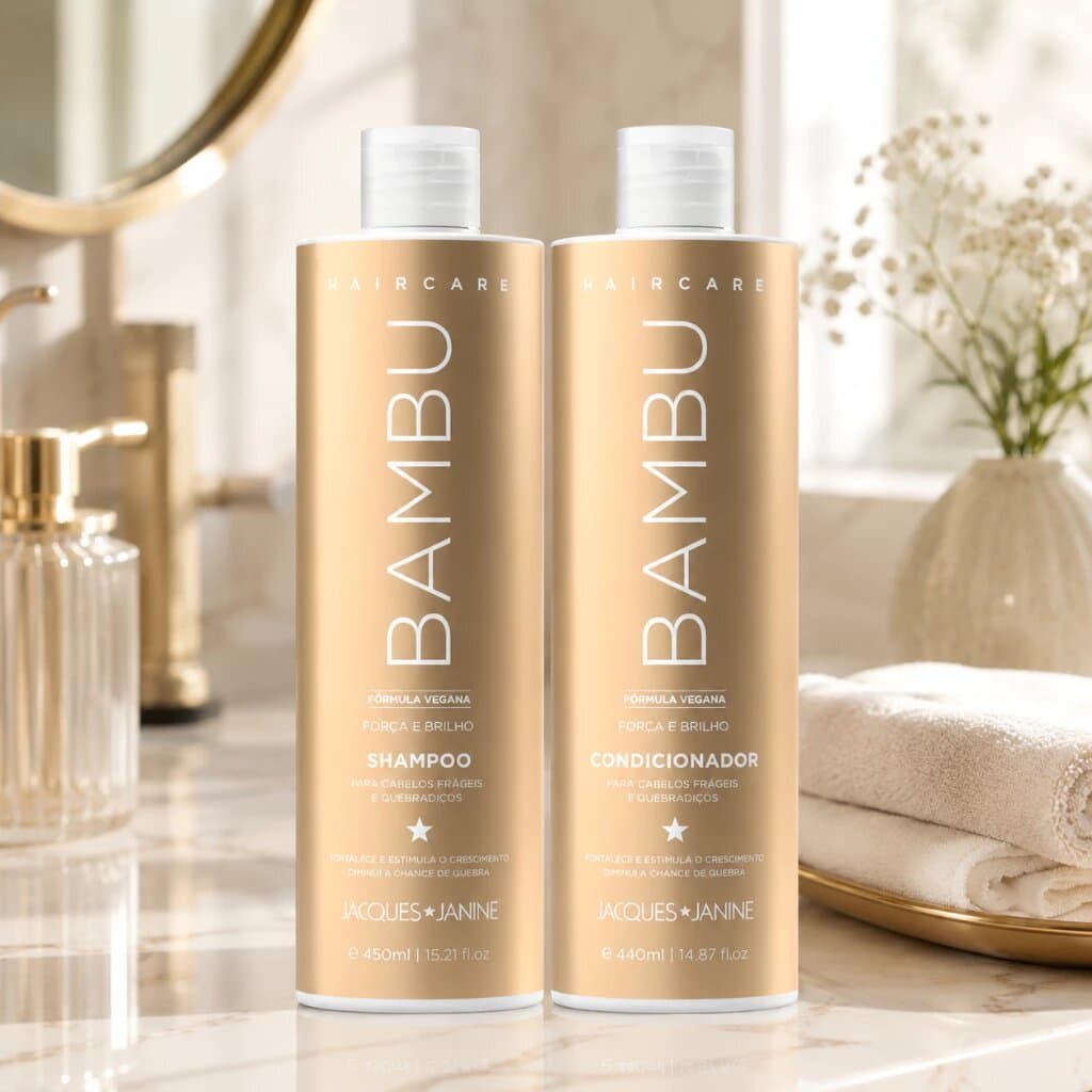 JACQUES*JANINE - Shampoo + Condicionador + Máscara Anti-Queda Fortalecimento de Fios Quebradiços e Finos - Bambu