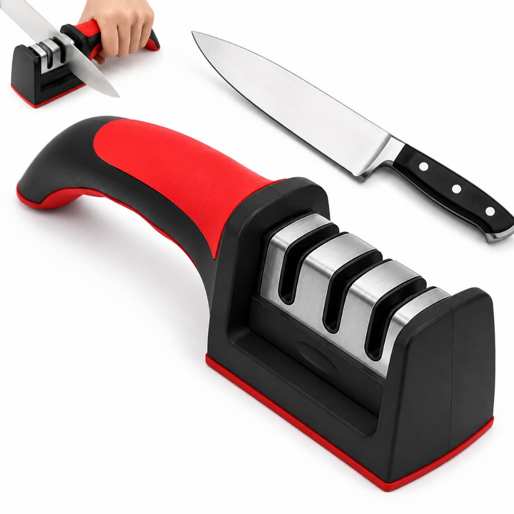 Amolador e Afiador de Facas Profissional 3 Estágios Manual para Cozinha