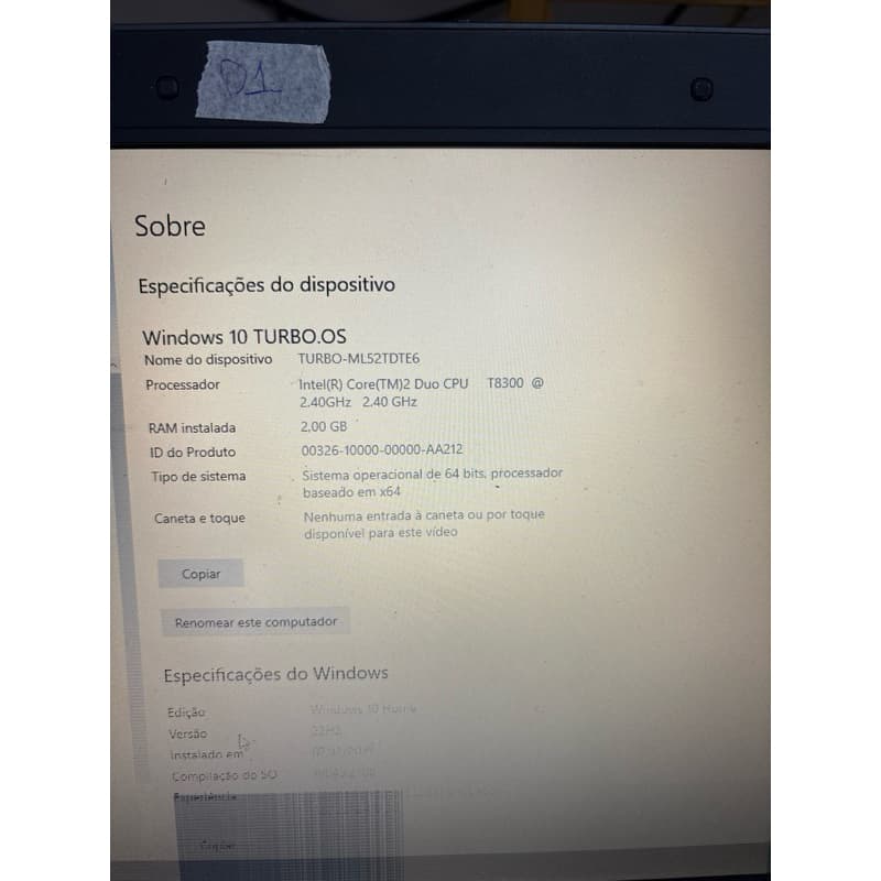 notebook antigo vintage HP compaq 6710b Intel core 2 duo t8300 2gb ram hd 80gb tela ruim sem carregador