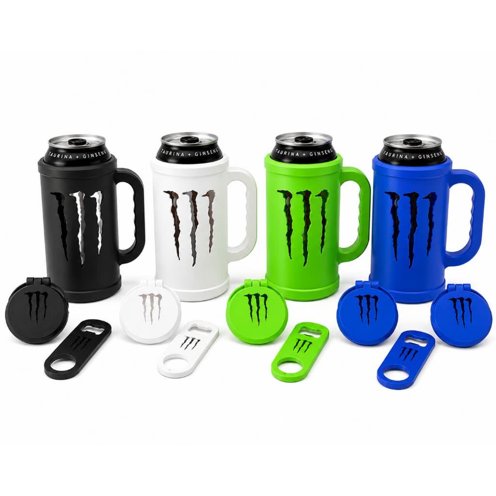 Kit Suporte para Lata Monster 473ml | Tampa + Abridor | Mais Conforto e Estilo