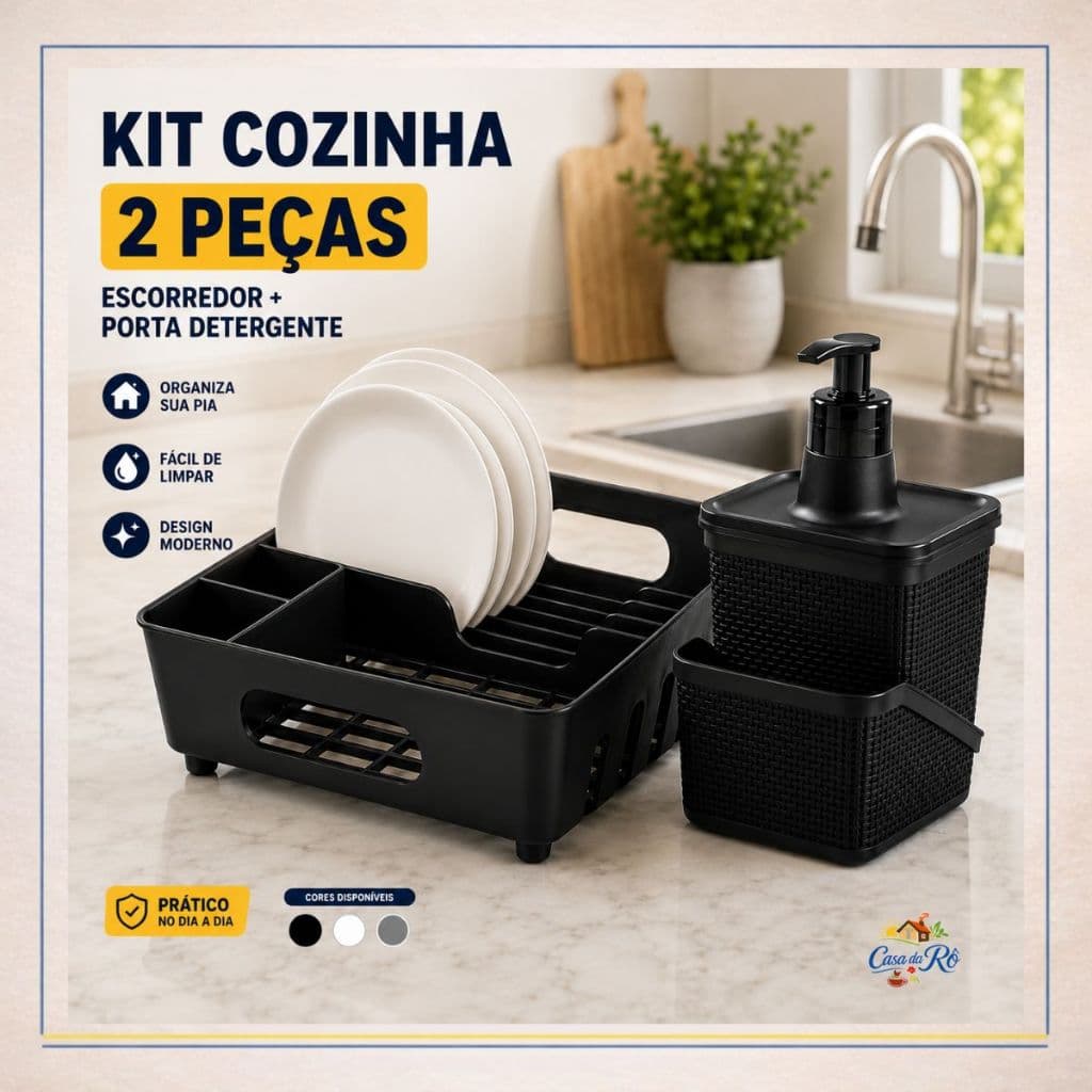 Escorredor De Louça Pratos Organizador De Pia Compacto Porta Detergente com Porta Esponja Suporte
