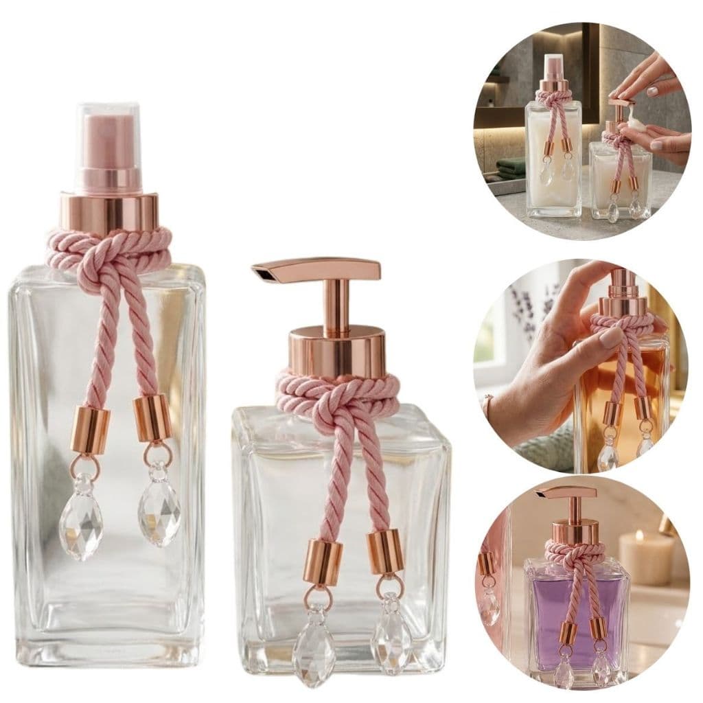 Kit 02 Frascos de Vidro Denver  250 ml - Cubo e Square para Home Spray e Sabonete Líquido ou creme...
