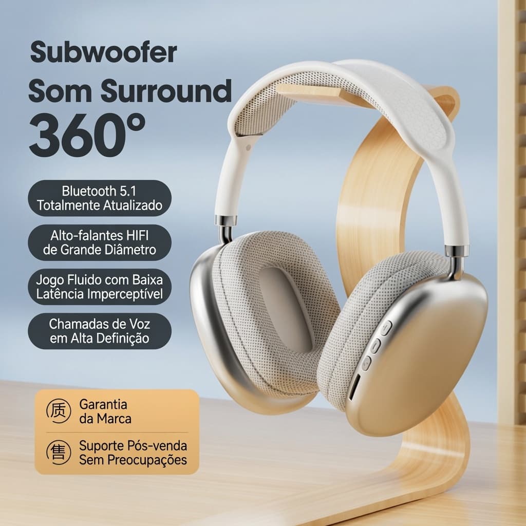 Fone de Ouvido Bluetooth 5.1 Sem Fio P9 TWS Headphone Macaron HIFI Som Estéreo 360° com Microfone - Envio Imediato