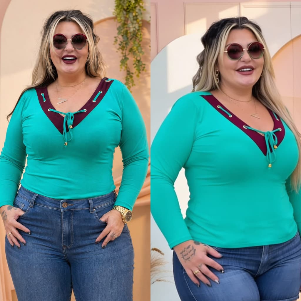Blusa Manga Longa comprida veste do 44 ao 52