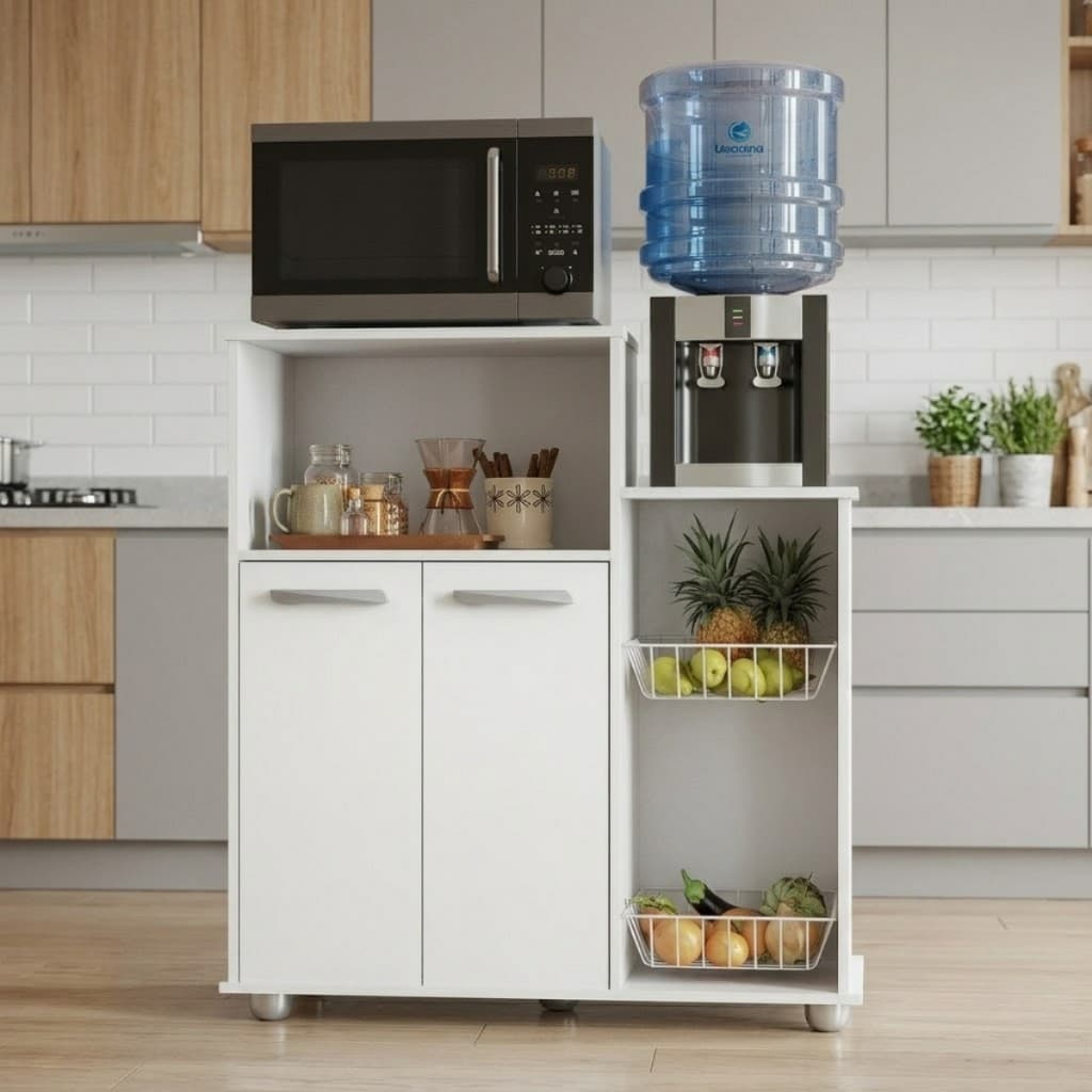 Armário Fruteira Sollys 2 Portas Balcão Microondas Cozinha Cor Branco