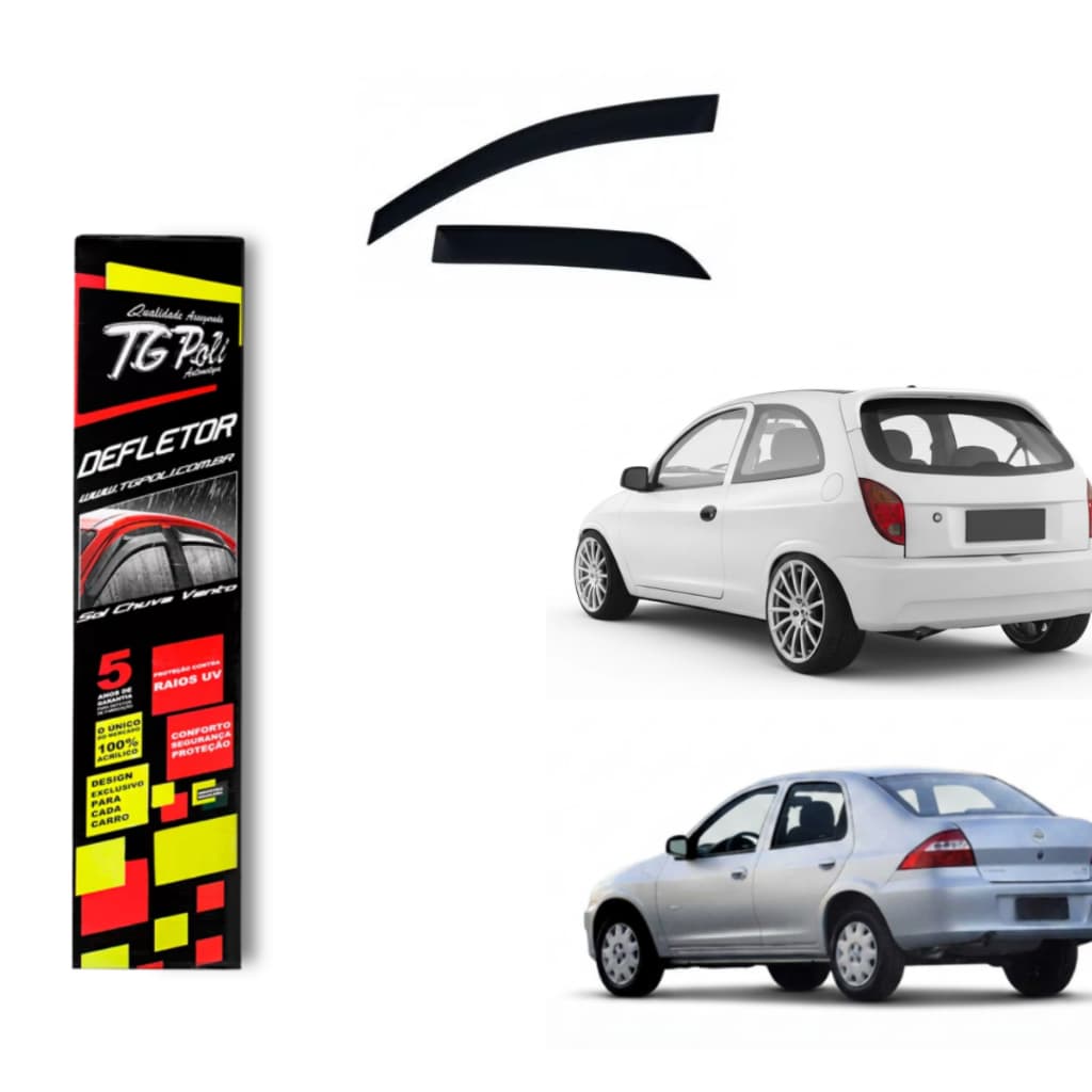 Calha de Chuva Chevrolet Celta e Prisma 2003 a 2015 4P TG Poli Defletor Portas Protetor Janelas Fumê