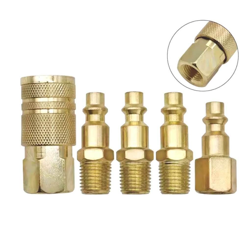 Kit Engate Rápido Pneumático 1/4 NPT 5 Peças Para Compressor De Ar E Mangueira Alta Resistência