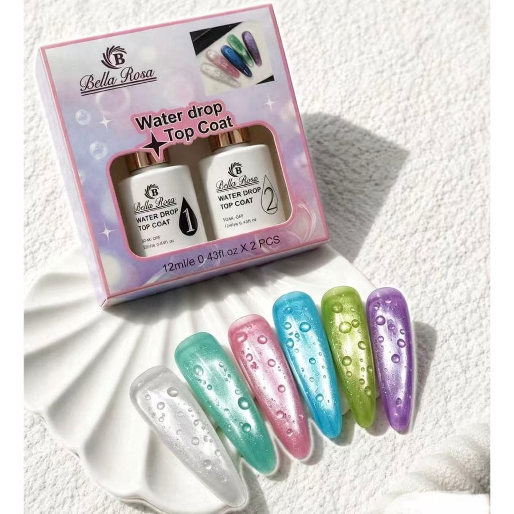 Kit Esmalte Com 2 Top Coat Efeito Gota- Water Drop Top Coat Bella Rosa-BR6849