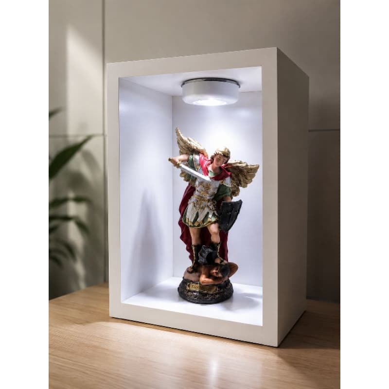 Nicho expositor com vidro e led. Nicho decorativo