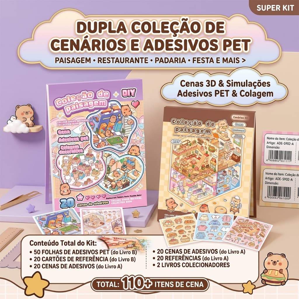 Caderno de Adesivos 3D Antiestresse - Modelo A,, Adesivos Seguros e Multifuncional