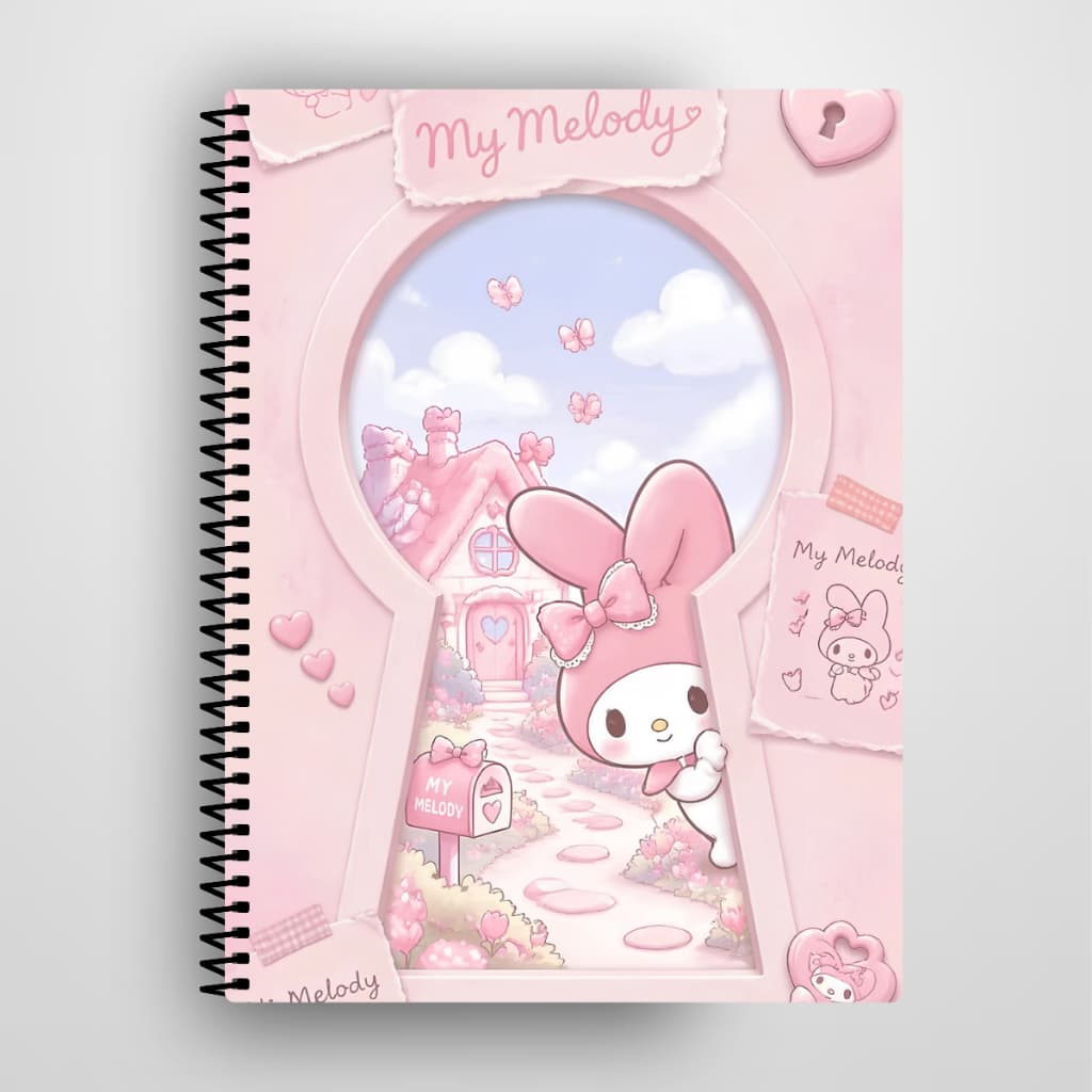 Caderno Hello Kit My Melody Personalizado Capa Dura 1 e 10 Matérias Escolar Universitário