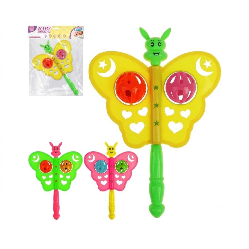Chocalho baby borboleta - Brinquedo Bebê Estimulação Sensorial Musical