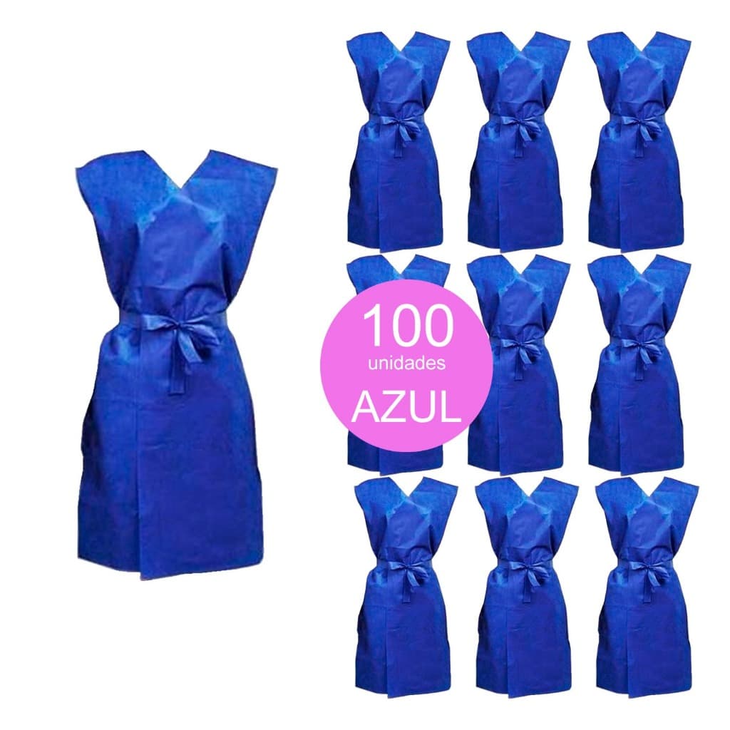Avental Descartável 40 G Azul Sem Manga Pct C\100