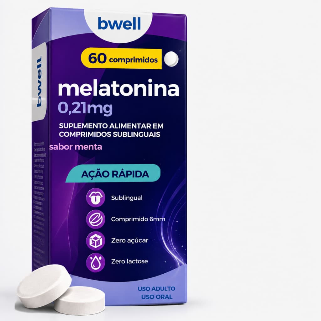 Melatonina Bwell 0,21mg 60 Comprimidos Auxilia no Sono Original