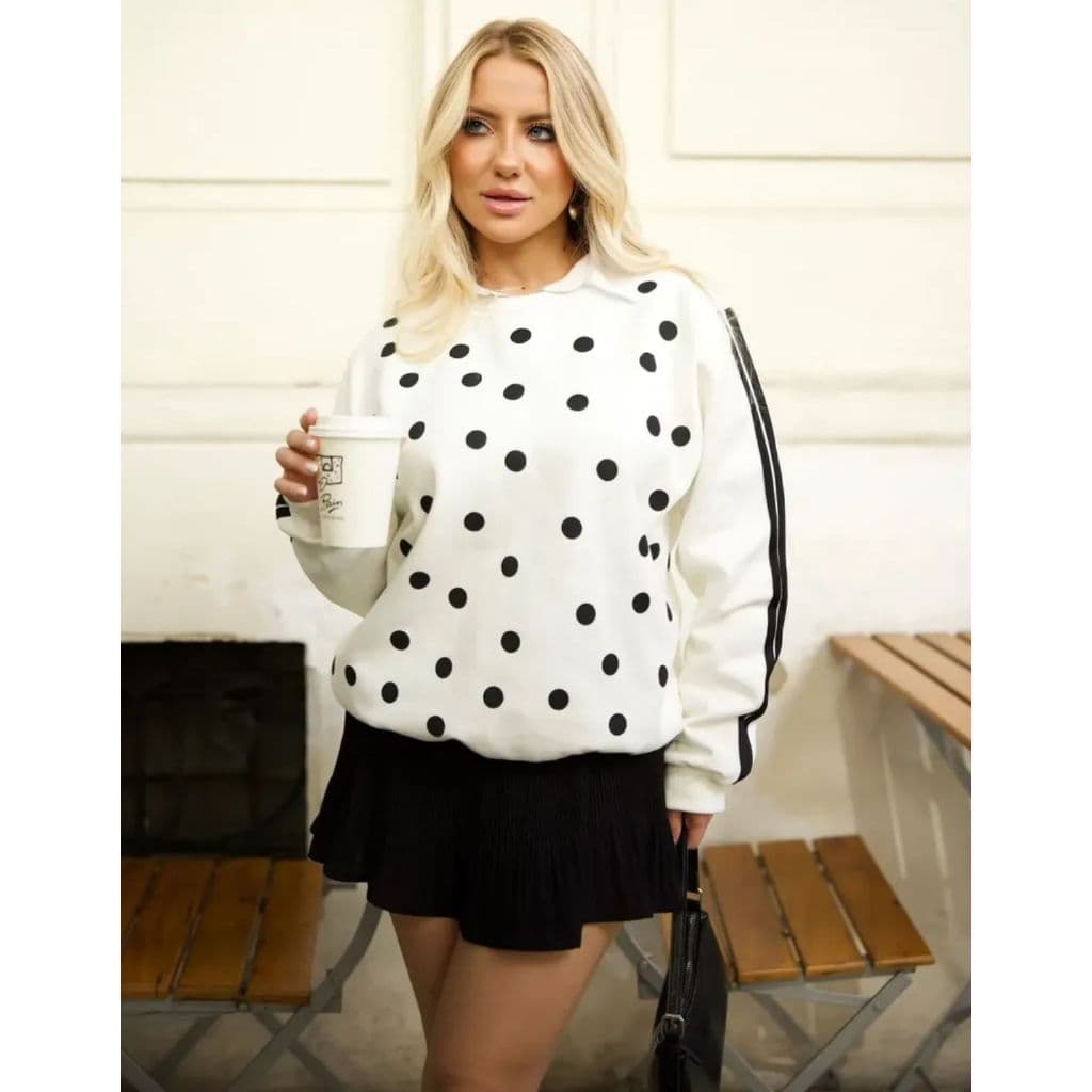 Moletom Feminino Blusa Frio Poá Moderna Casual Estilosa Luxo Quentinha Inverno