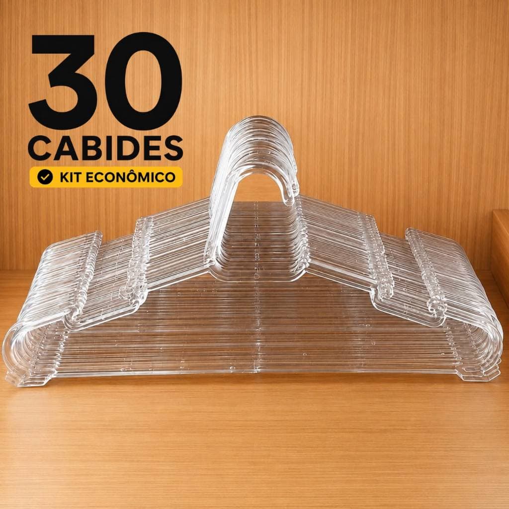 30/50/100 Cabides Acrilico Transparente Adulto 39cm Organizaçao de guarda roupa calcas, camisas e blusas