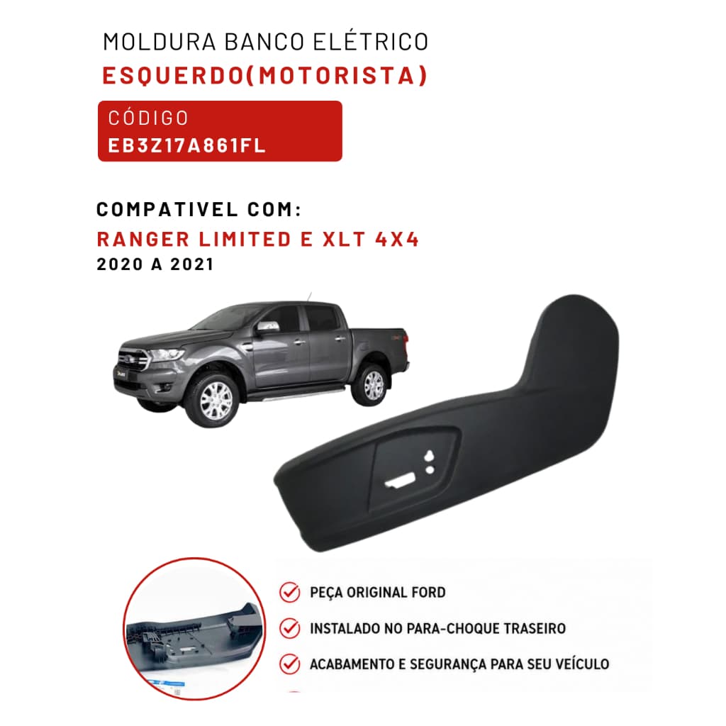 Moldura Banco Motorista Elétrico Ford Ranger 2020 A 2023