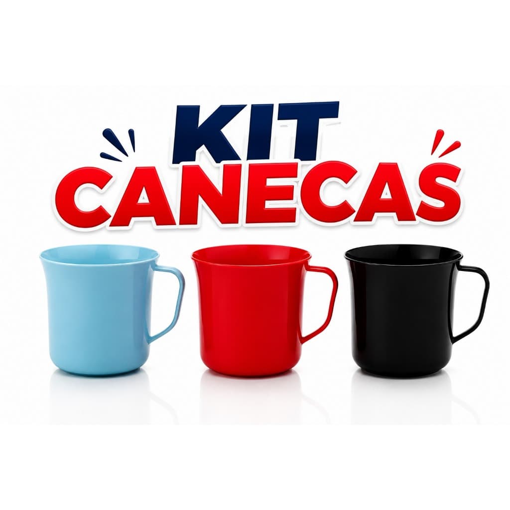 Kit 5 Canecas 300ml Coloridas Escolas Merenda Eventos Café Festas Crianças Creche Premium