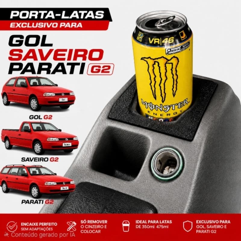 Porta Latas Gol Bola e Gol Quadrado Porta Copos VW Gol G2 Saveiro Voyage Parati Quadrada