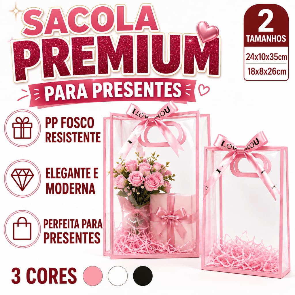10/20/30 sacola transparente com alça grande reutilizáveis PP para Natal casamento festa aniversário