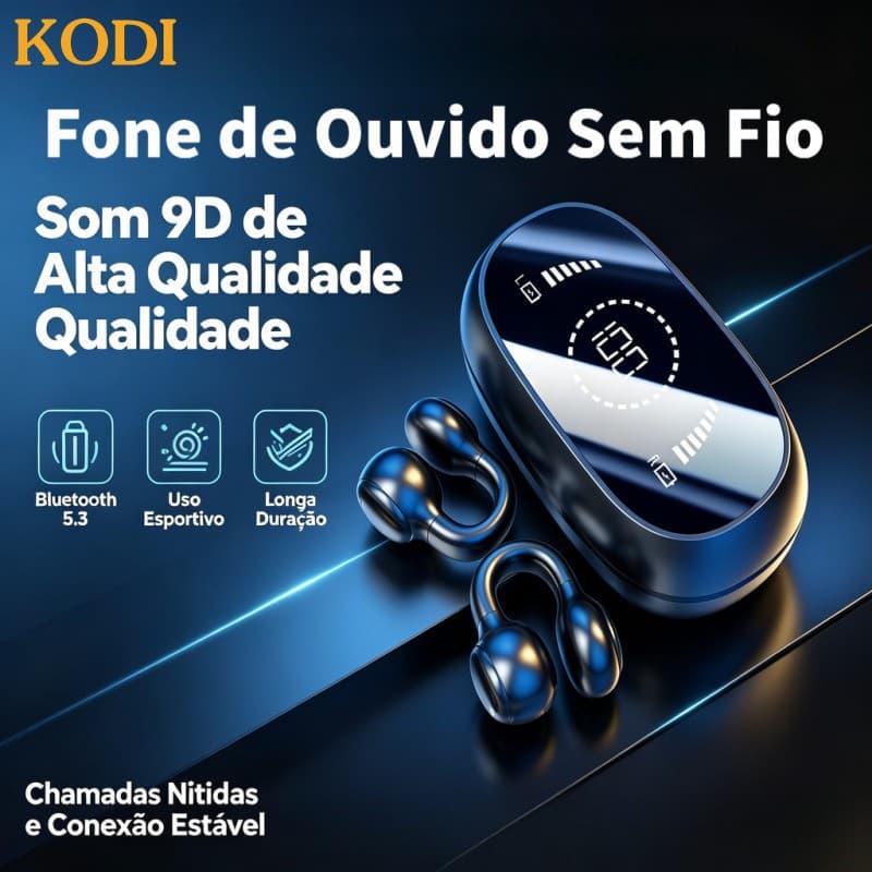 Fone de Ouvido Bluetooth TWS com Clipe Auricular, Display LED Inteligente e Cancelamento de Ruído - Mini - B4