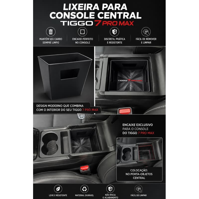 Lixeira para Console Central – Tiggo 7 Pro Max