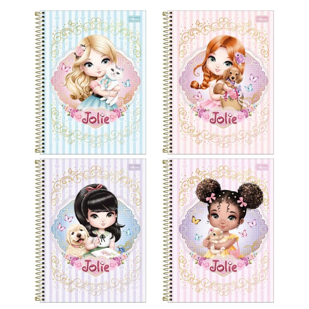 Caderno Universitário Espiral Capa Dura Jolie 10 Matérias 20,0 x 27,5 cm 160 Folhas - Tilibra