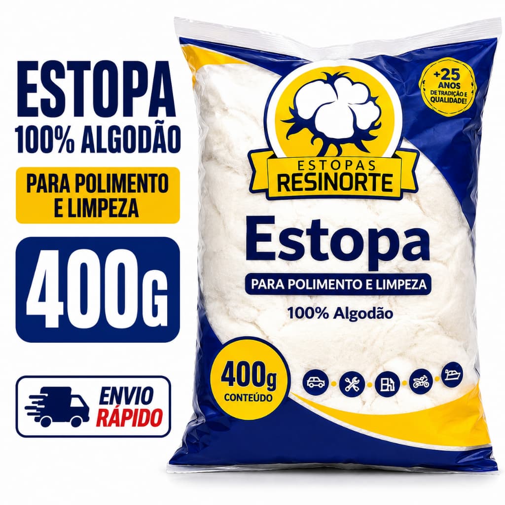Estopa Algodão 400g Limpeza Profissional Oficina Automotiva Não Risca