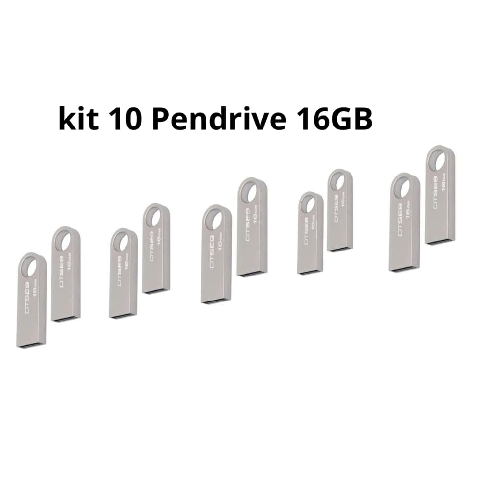 KIT 10 UNIDADE Pendrive Kingston Datatraveler Se9 Dtse9h 16gb 2.0 Prateado PROMOÇÃO