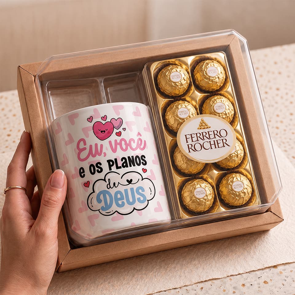 Kit Presente Dia das Mães Personalizado Caneca com Chocolates Caixa Presente Mãe Te Amo