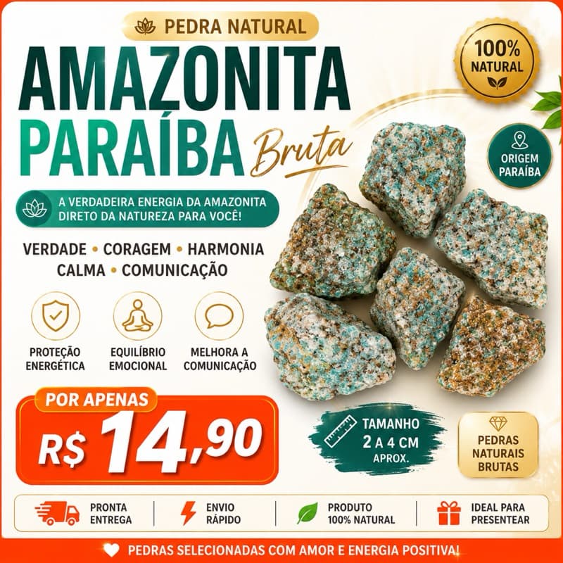Amazonita Paraíba Bruta Natural Pedra Bruta Cristal Natural Mineral para Coleção Decoração e Artesanato