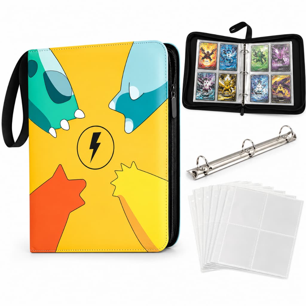 Álbum Pokémon TCG 400Cartas Porta Cartas Fichário Organizador Coleção Zíper Colecionador EnvioBrasil