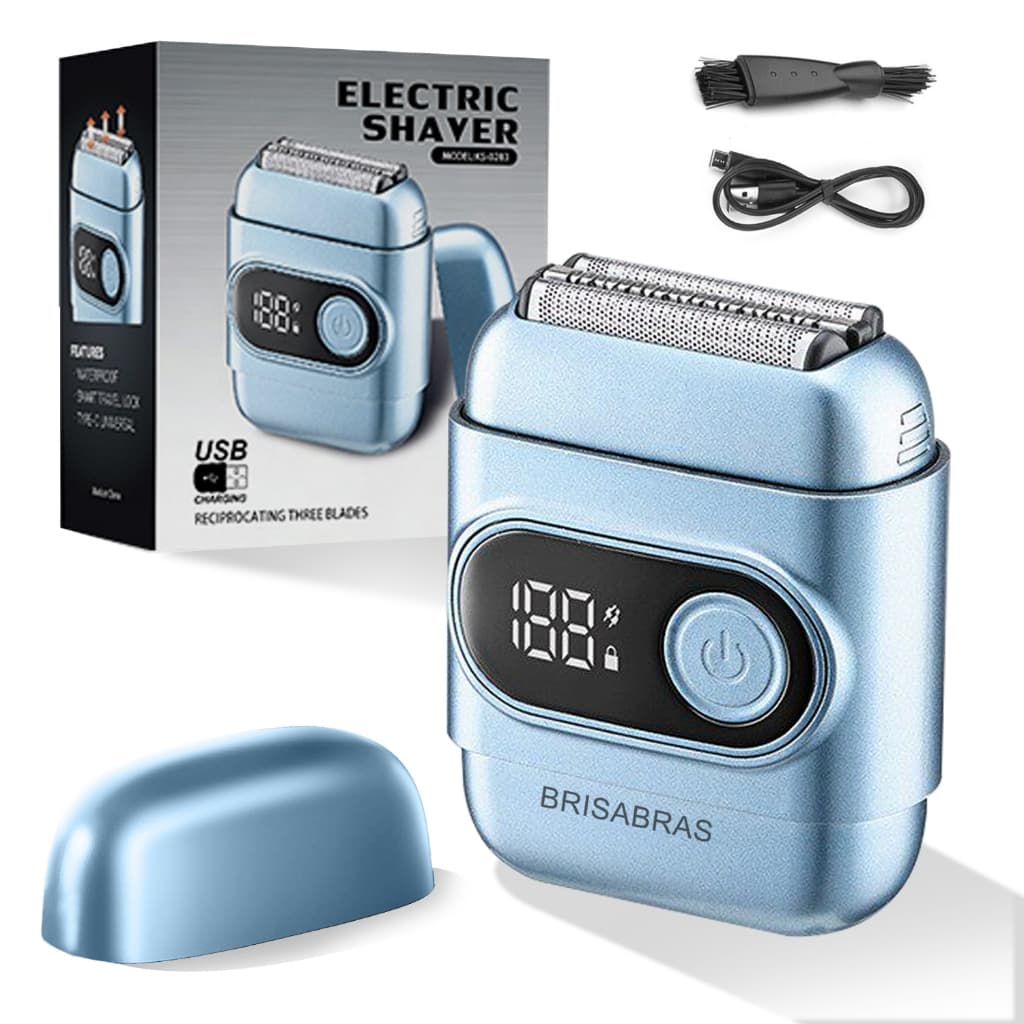 Barbeador Rotativo Masculino Recarregável USB-C Tela LED 90min IPX7 À Prova D'Água